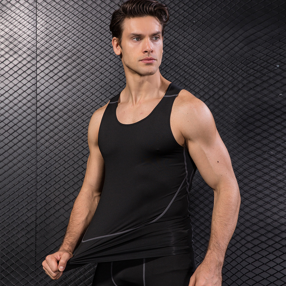 Men Black Sport Skinny Vest Ti - مراجعة T Shirt Tight Fit وسعره