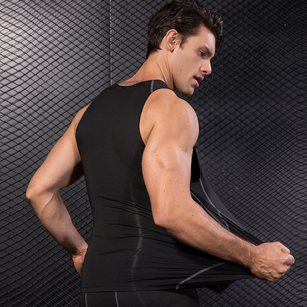 Men Black Sport Skinny Vest Ti - مراجعة T Shirt Tight Fit وسعره