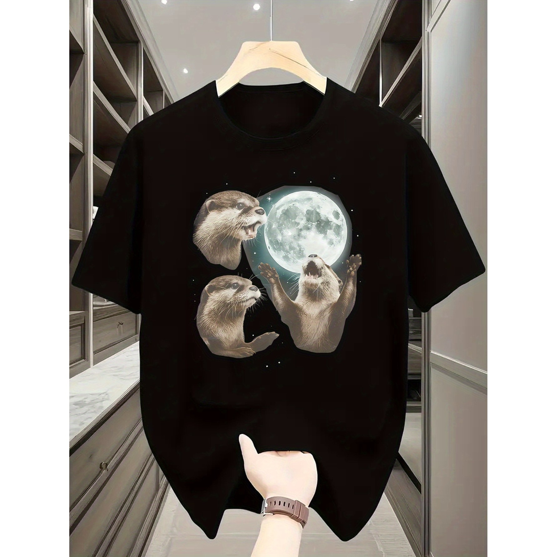 Playful Otters Under Moonlight - مراجعة Undershirt Crew Neck وسعره