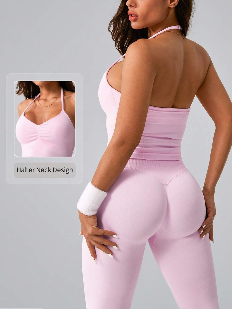 Womens Halter Neck Yoga Set Ri - مراجعة Tank Top Ribbed وسعره