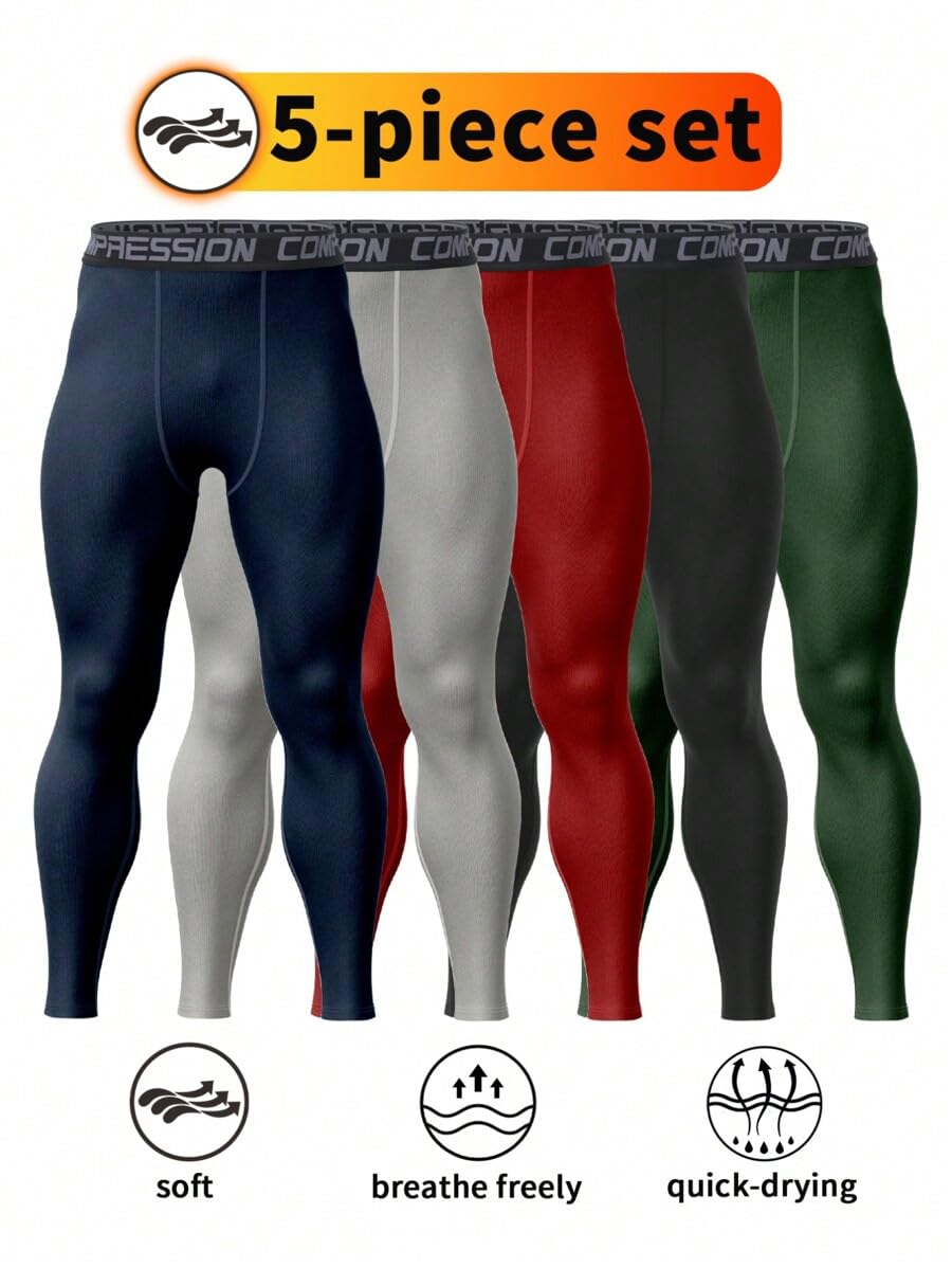 5pcs Men's Fitness Compression - مراجعة Compression Long Pant وسعره